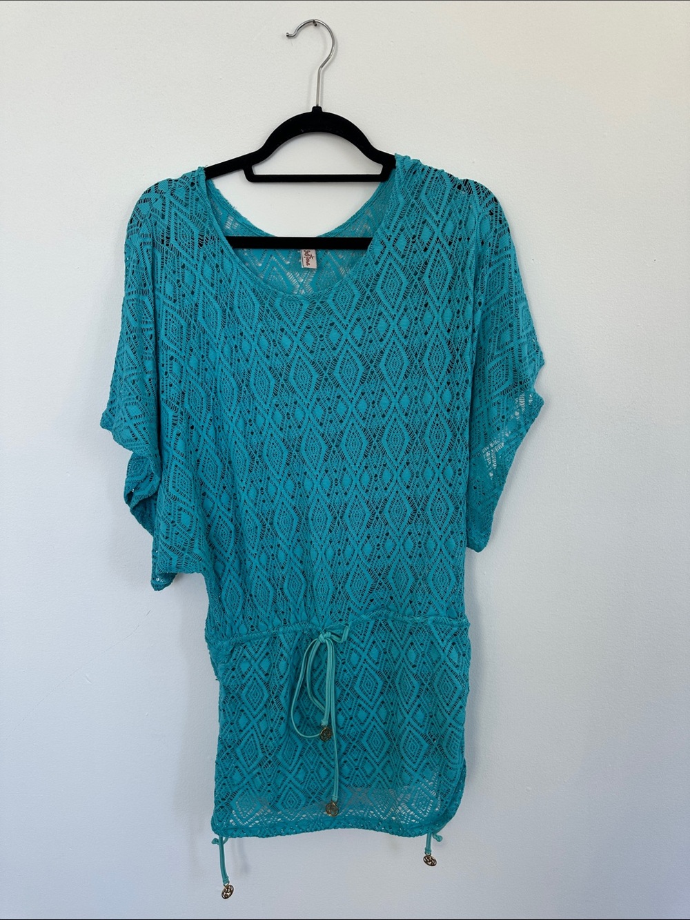 Luli Fama Turquoise Crochet Swim Cover-Up Tunic